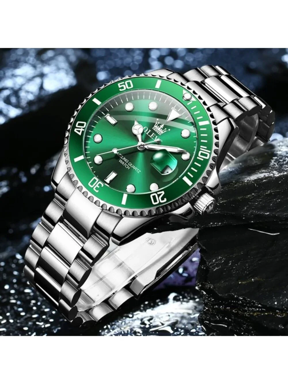 Luxury Men's Waterproof Quartz Watch - Big Stainless Steel Analog Timepiece
